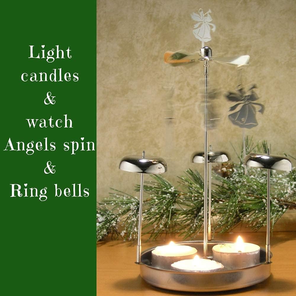 BANBERRY DESIGNS Tealight Candle Spinner with Bell Chimes - Scandinavian Style