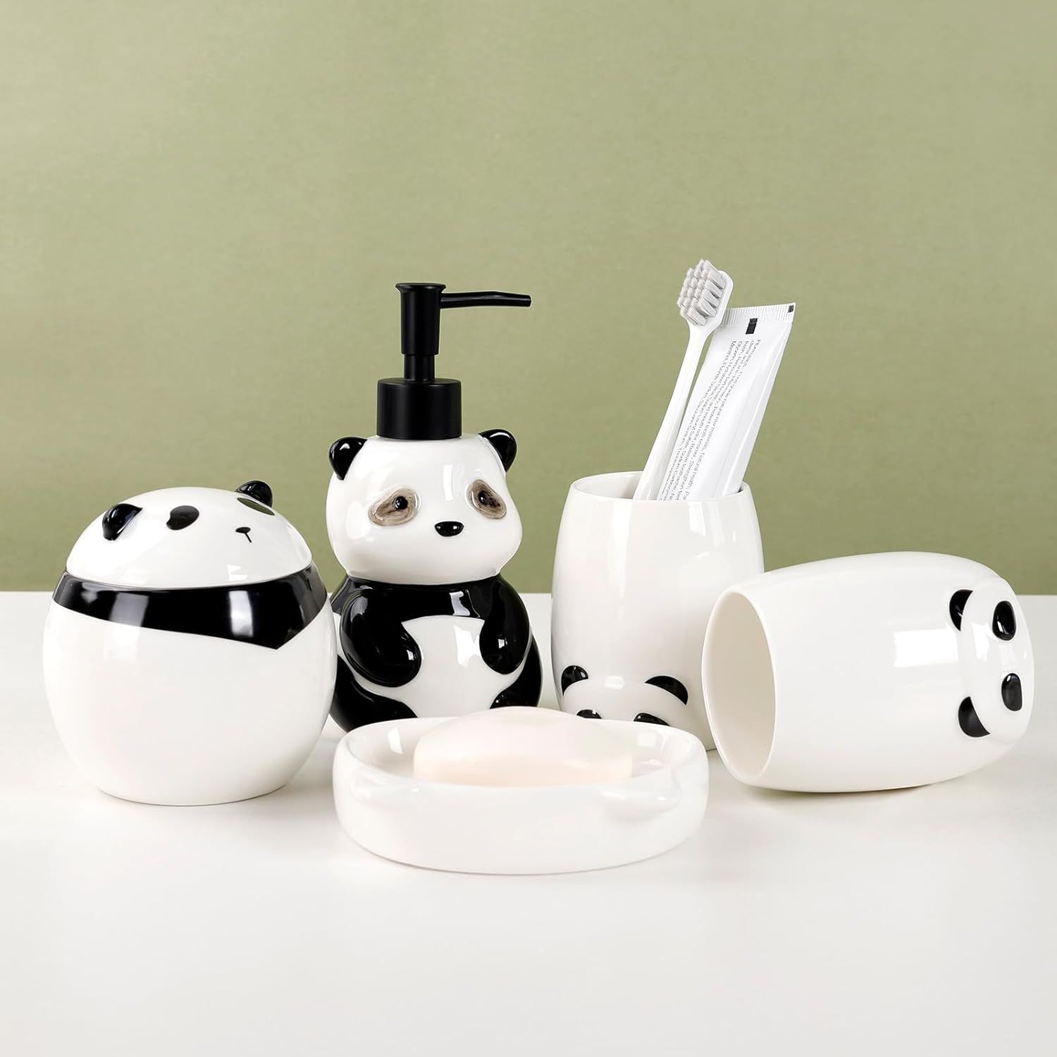 Cute Panda Bathroom Accessory Set 5PCS