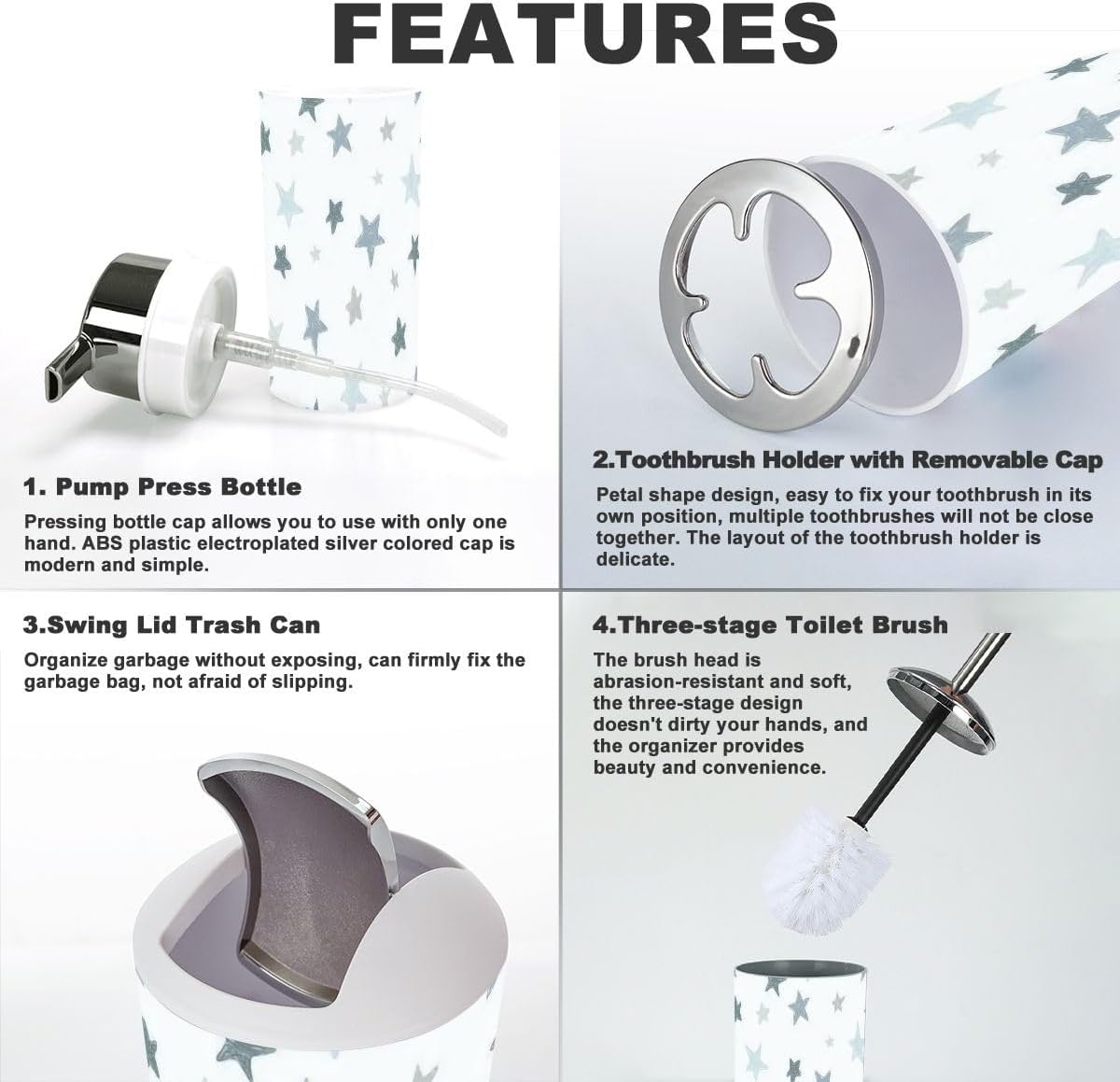 Scandinavian Bathroom Accessory Set 6 Piece