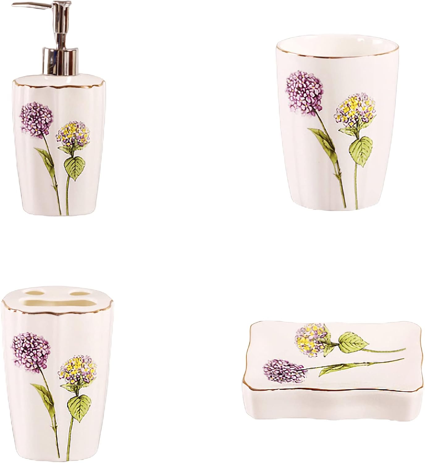 Tauzveok 5 Piece Bathroom Accessory Set Purple