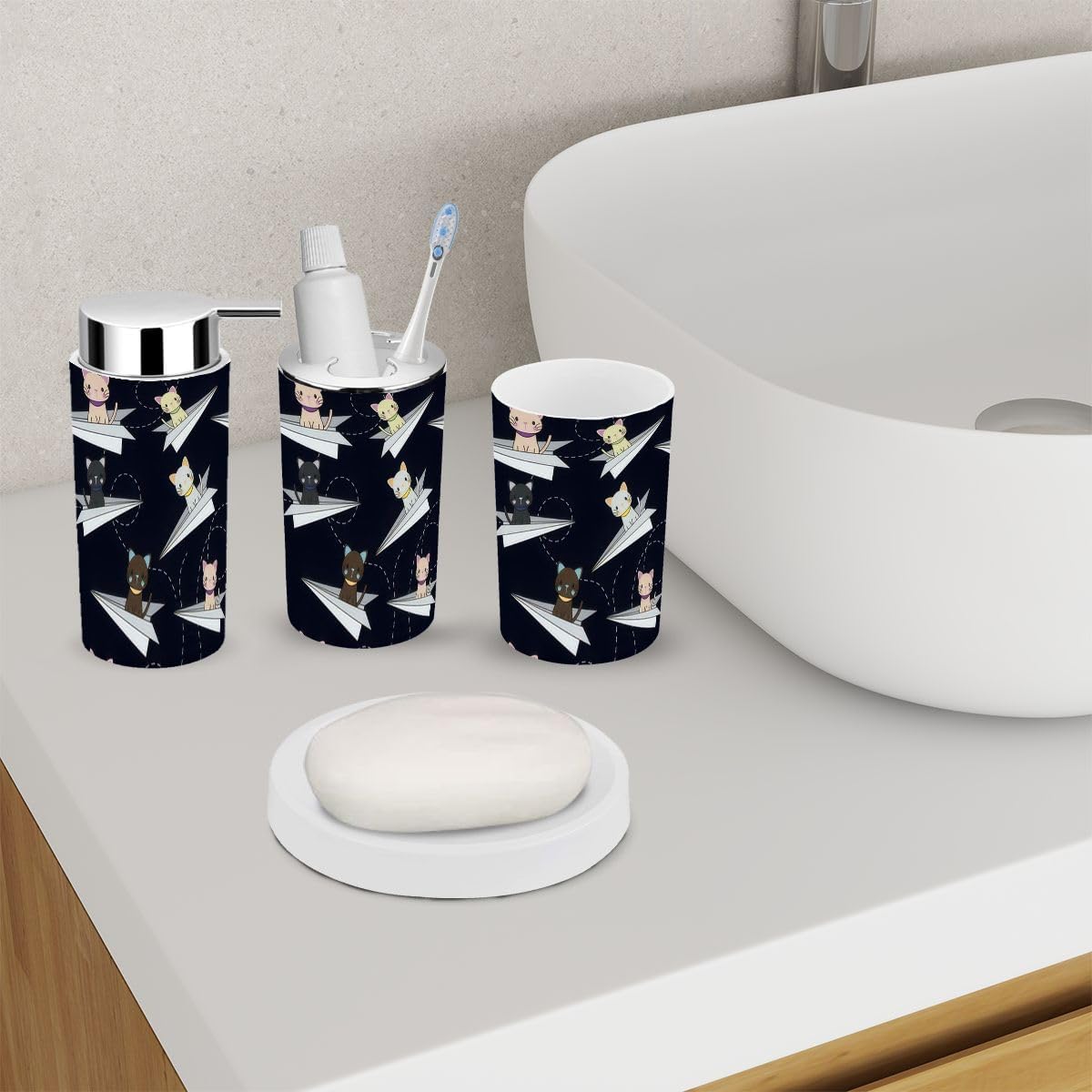 Cartoon Airplane 6-Piece Compact Bathroom Set