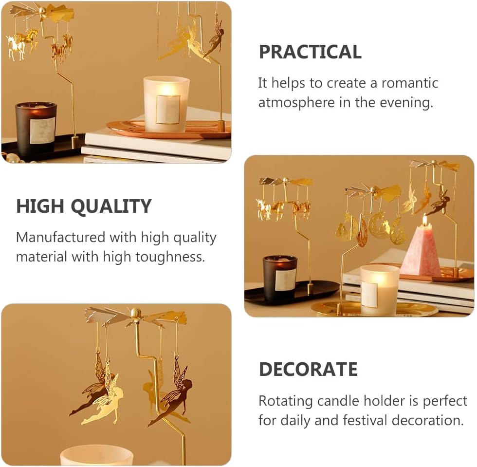 Ciieeo Christmas Jewelry Set - Taper Candle Holder Rotating Christmas Candle Countries
