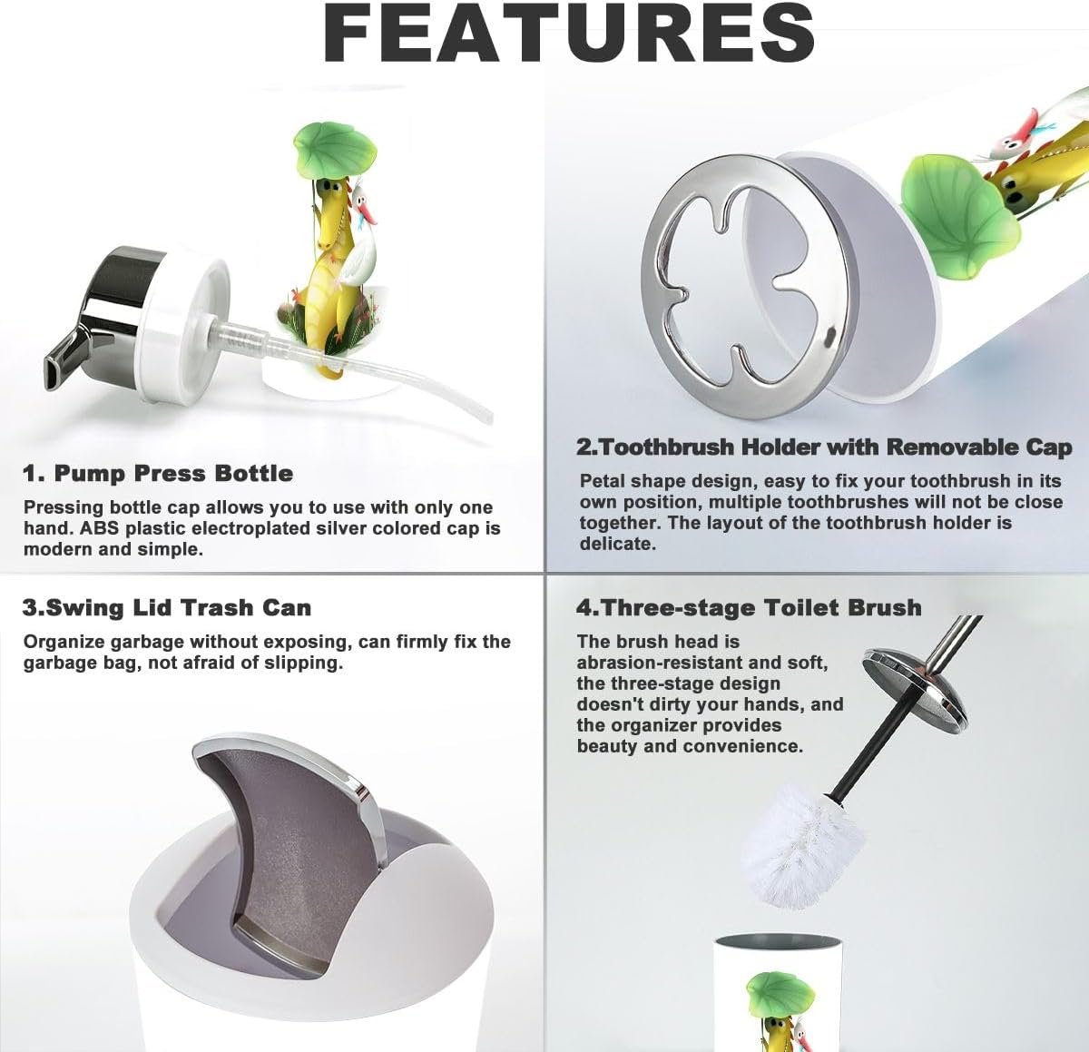 Funny Silly Friends Bathroom Accessories Set 6 Pcs