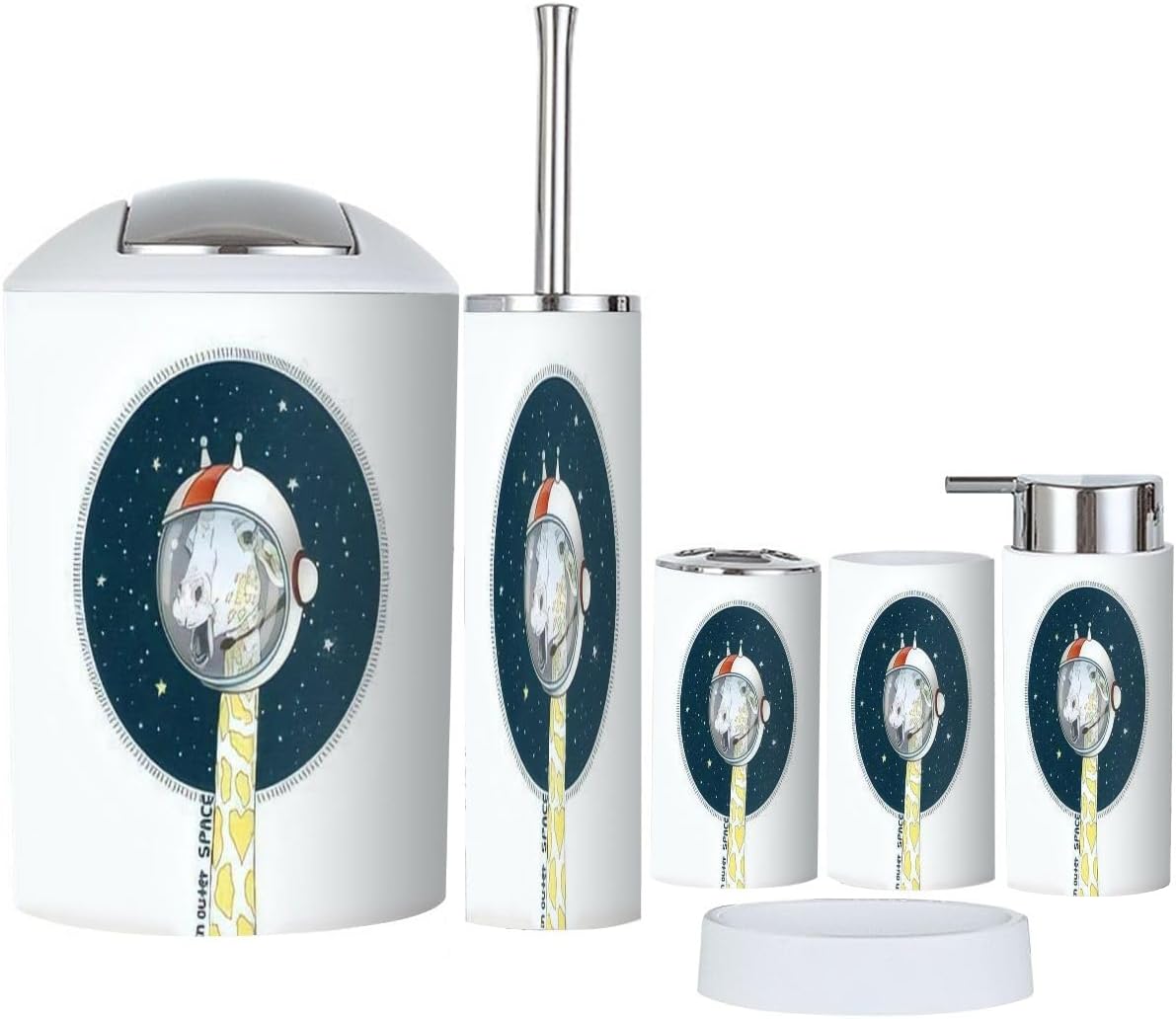 JBNJANKDAV 6-Piece Bathroom Set with Art Print Kids Accessories