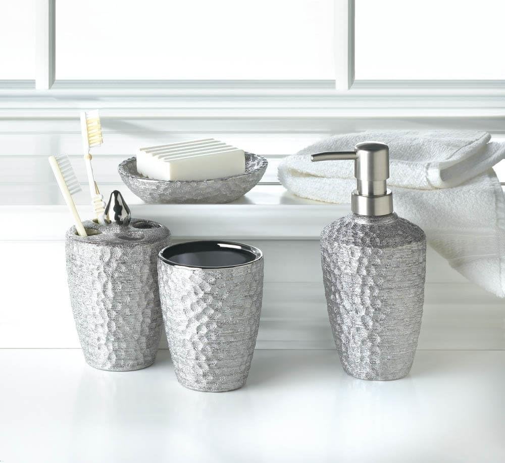 Accent Plus Boys Silver Texture Bath Accessory Set