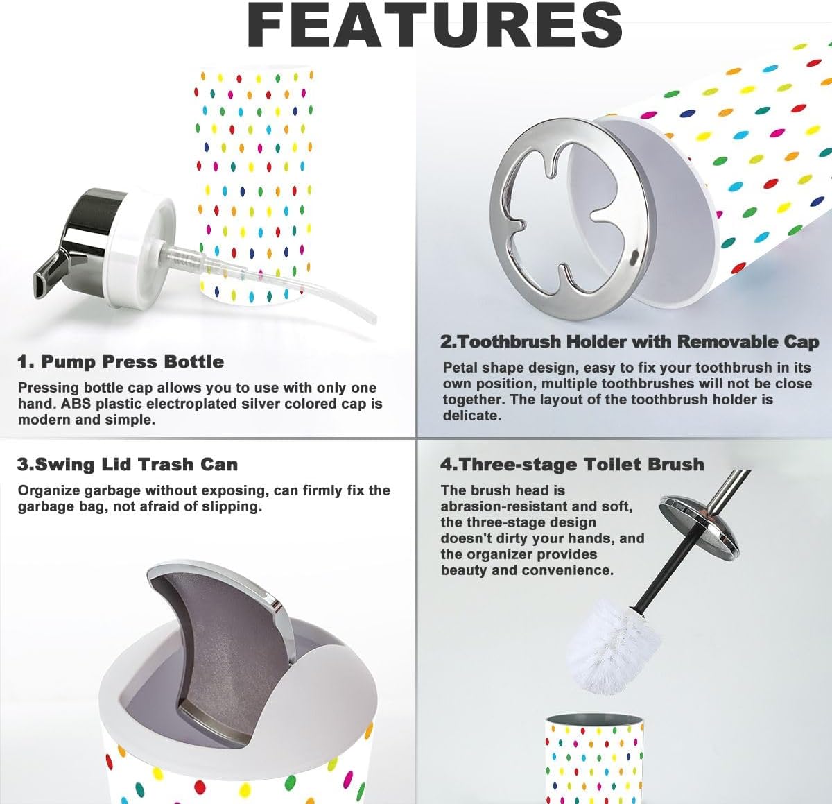 6-Piece Bathroom Accessory Set Modern Design for Home Commercial Use