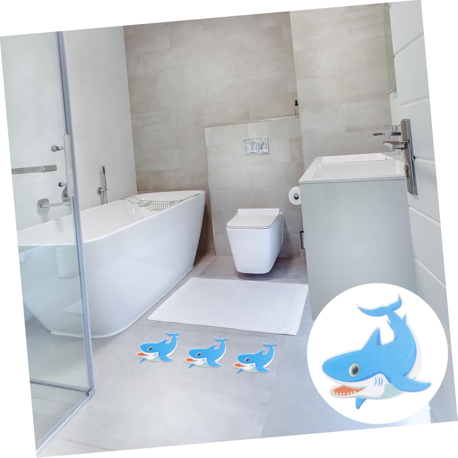 Mobestech Peva Shark Sticker Non-Slip Safety Strip for Bathroom Kitchen Pool