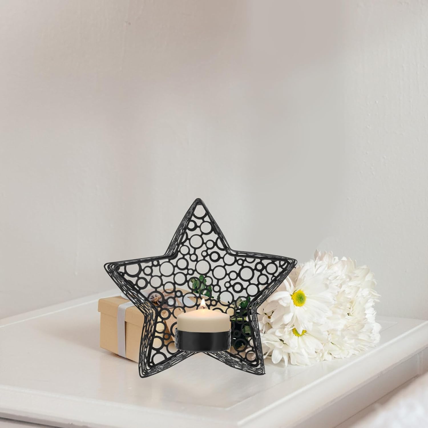 Three Star-Cut Candle Holders with Modern Aesthetics