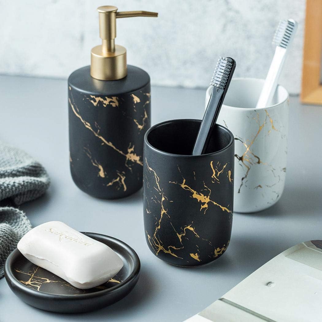 YYW Black Ceramic Bathroom Set - Sturdy and Stylish for Your Vanity