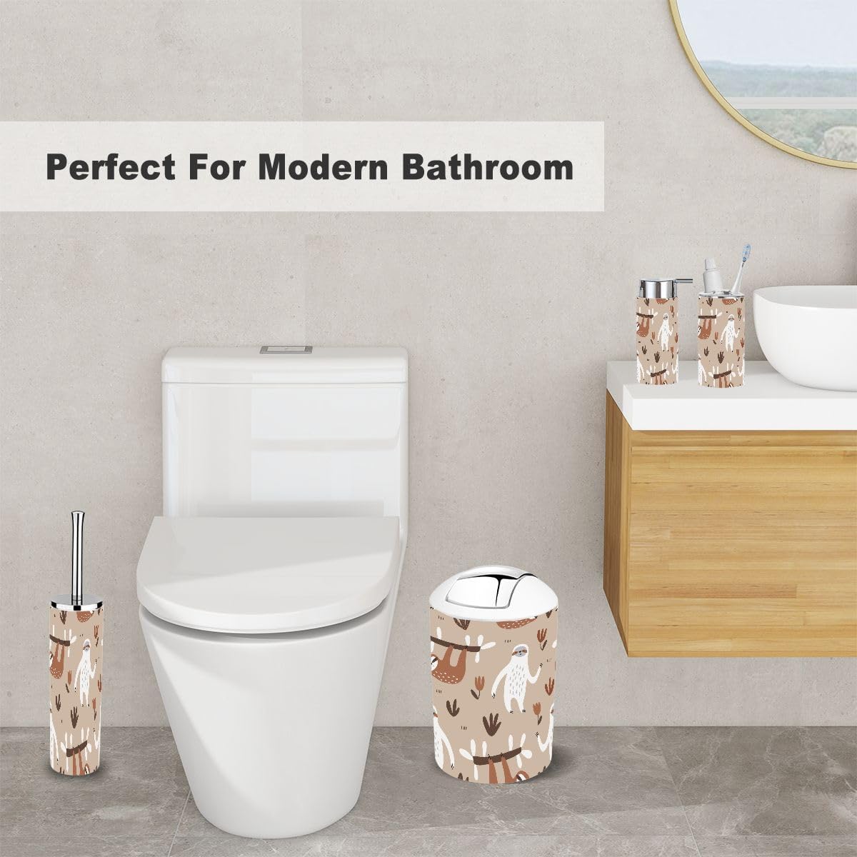 Bathroom Accessories - Scandinavian Kids Design Funny Slopes - 6-Piece Set