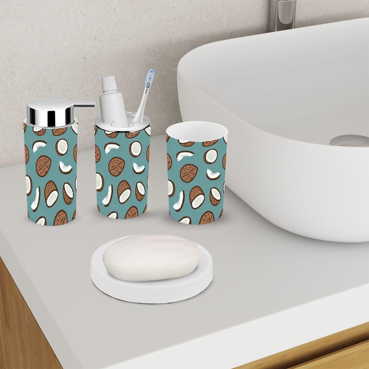 XNGJEMVWXO Relax Tropical Bathroom Accessories 6-Piece Set