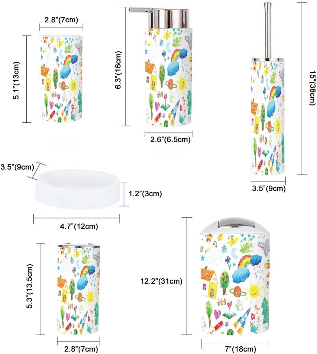 Bathroom Accessory Set - 6 Piece - Durable Design
