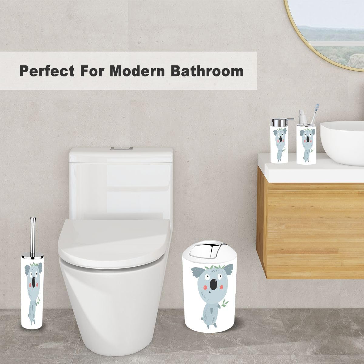 Cute Koala Bathroom Set - 6-Piece Collection for Kids Bathroom Nursery Use