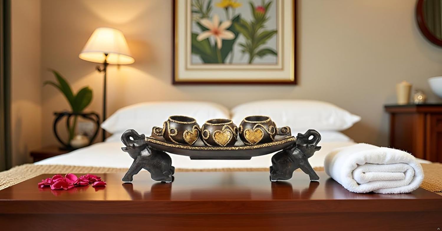 Thai Elephant Tray Candle Holder