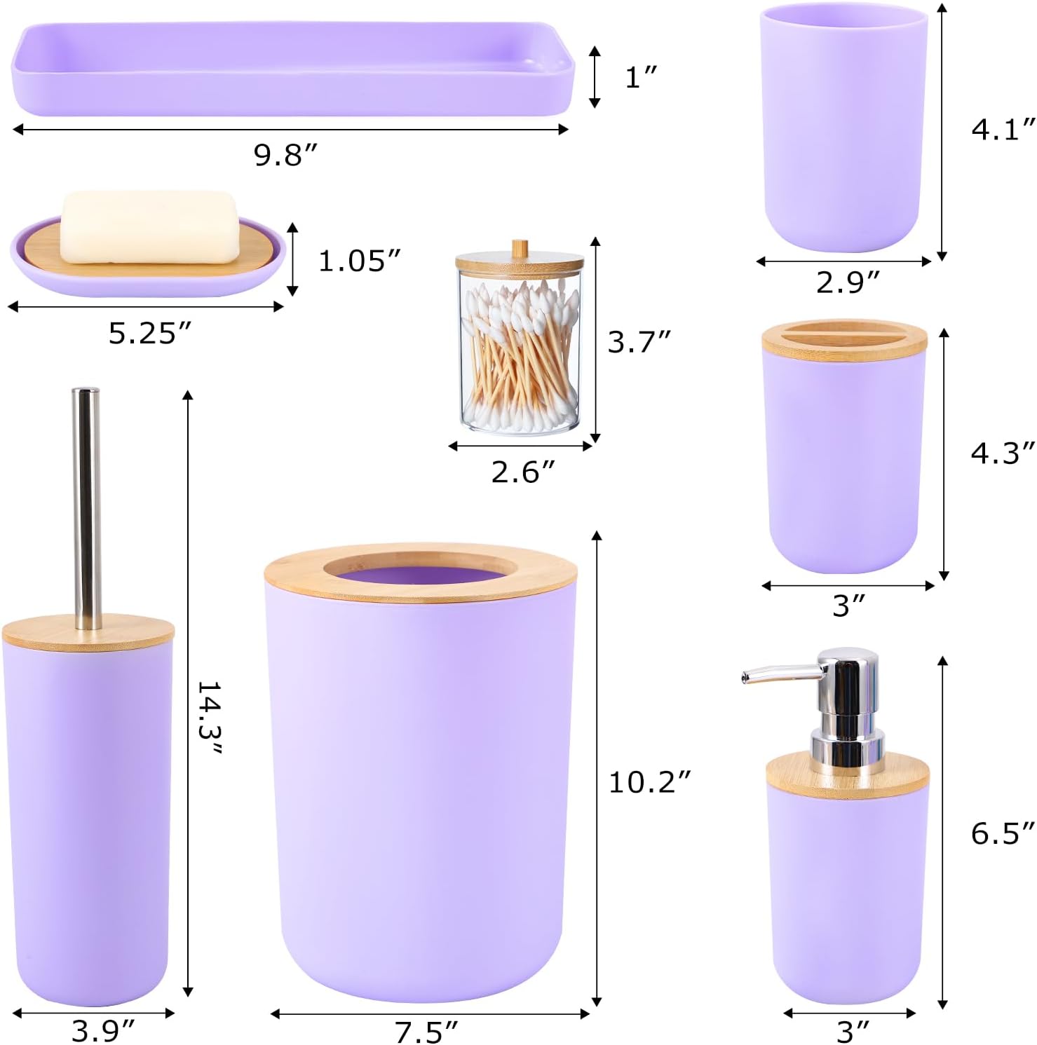 SLDIYWOW Purple Bathroom Accessories Set