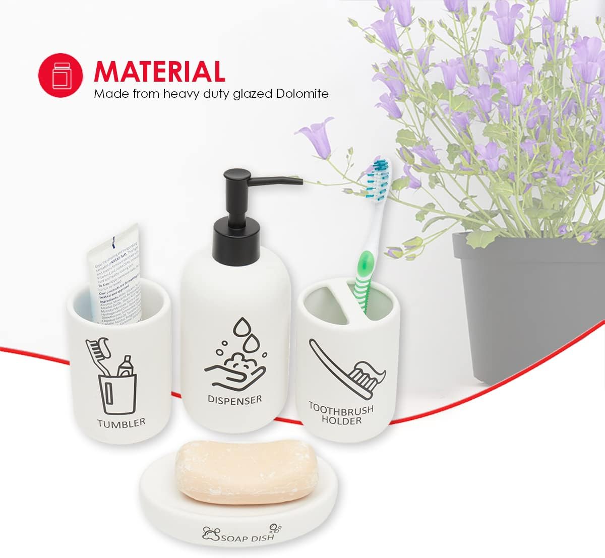 Home Basics Hygiene 4-Piece Dolomite Bath Set