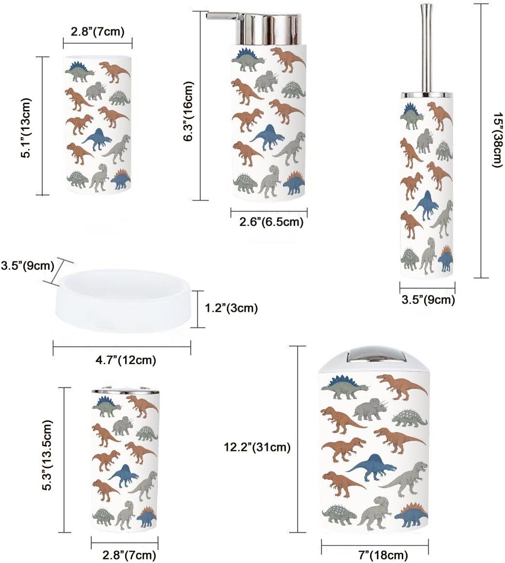 Cute Dinosaur Bathroom Accessory Set 6 Pieces