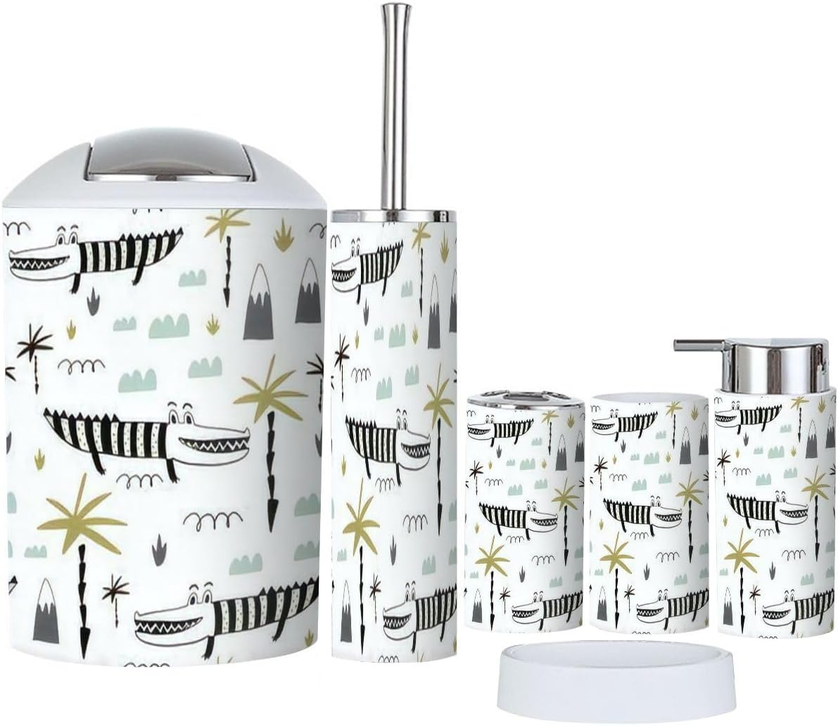 Bathroom Accessories Set 6 Pcs Durable Cute Alligator Design