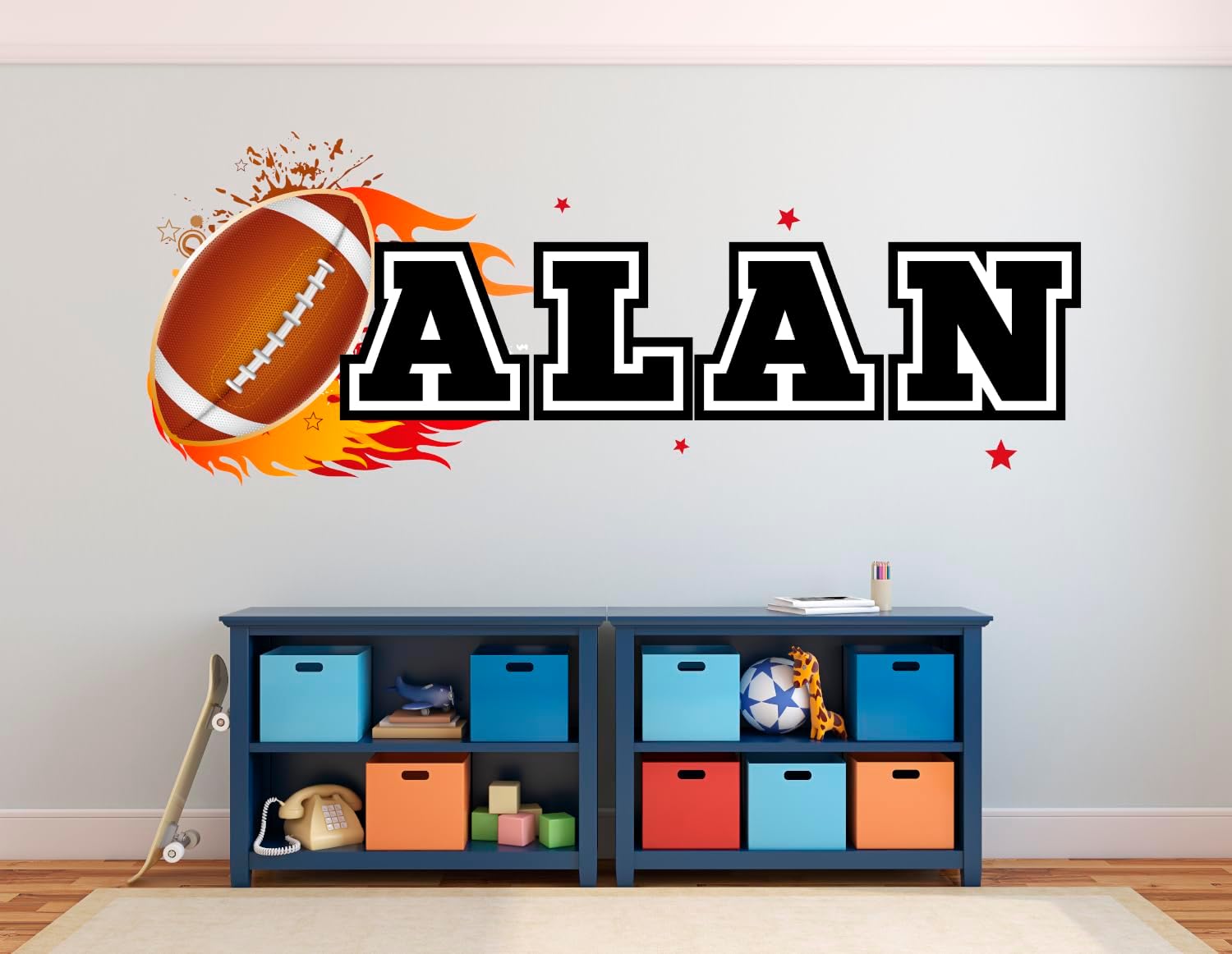 Custom American Football Decal for Kids Rooms
