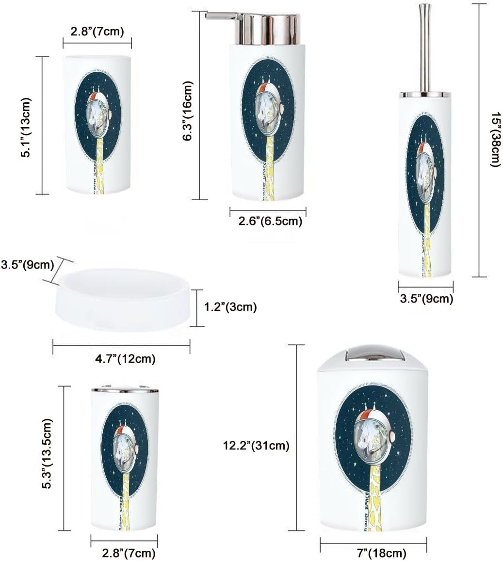 JBNJANKDAV 6-Piece Bathroom Set with Art Print Kids Accessories