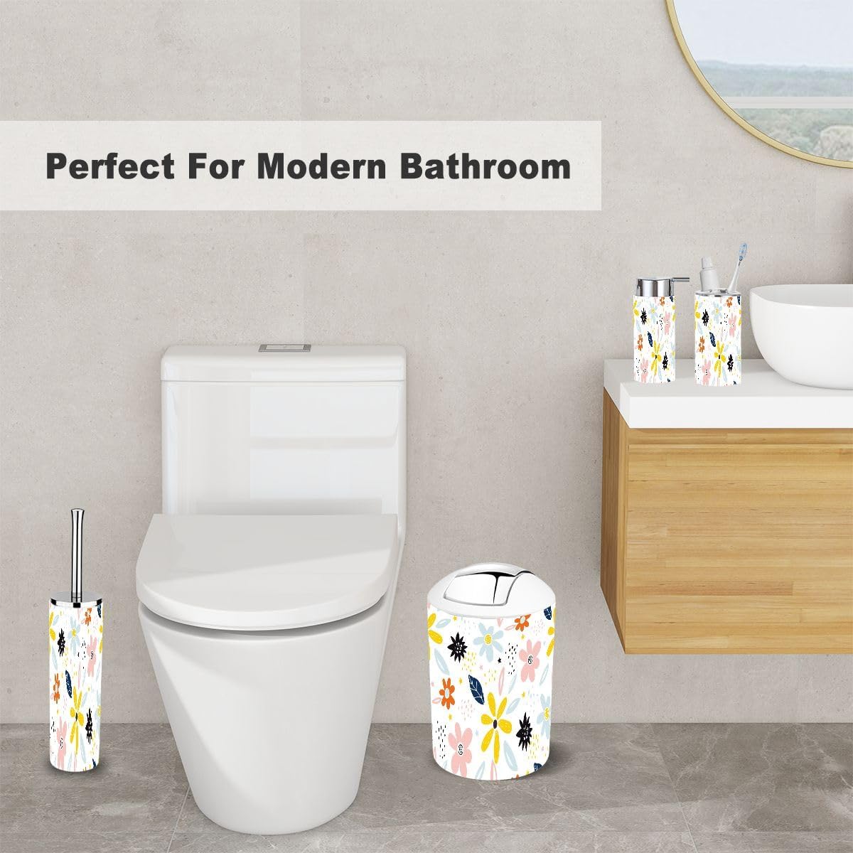 Faeries Washroom Wonders 6-Piece Set Childish Patterns Fairy Flower Design