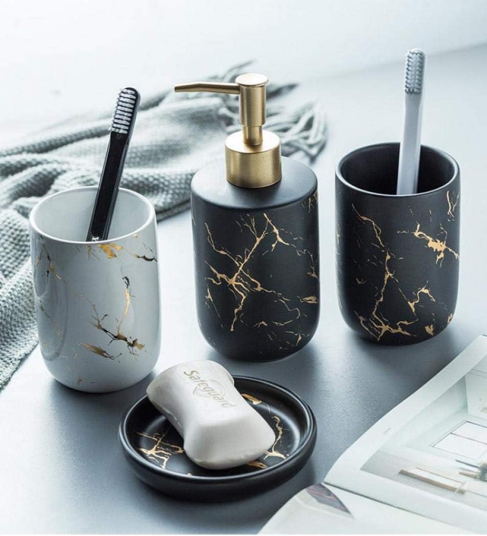 YYW Black Ceramic Bathroom Set - Sturdy and Stylish for Your Vanity