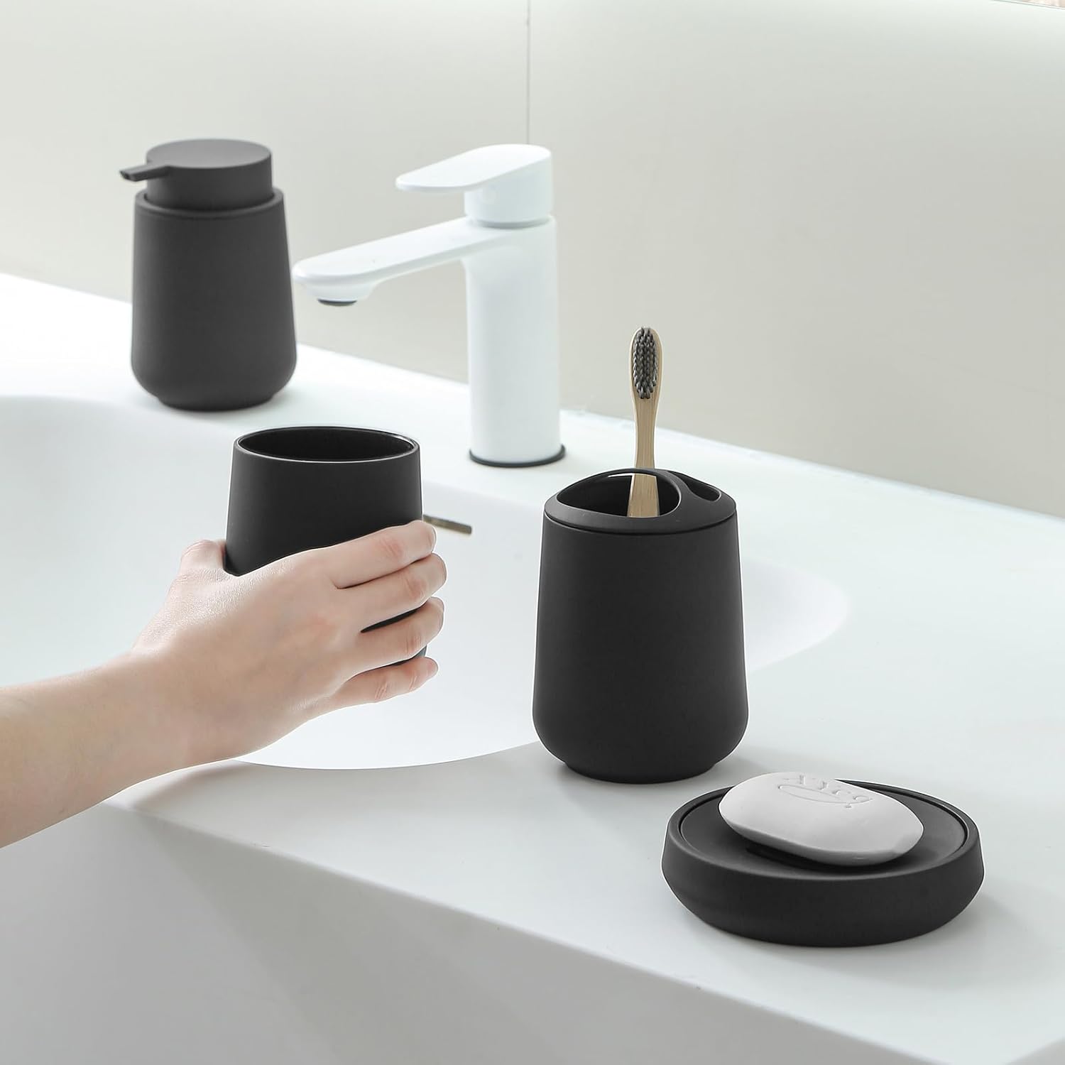 Matte Black 4-Piece Bathroom Accessories Set