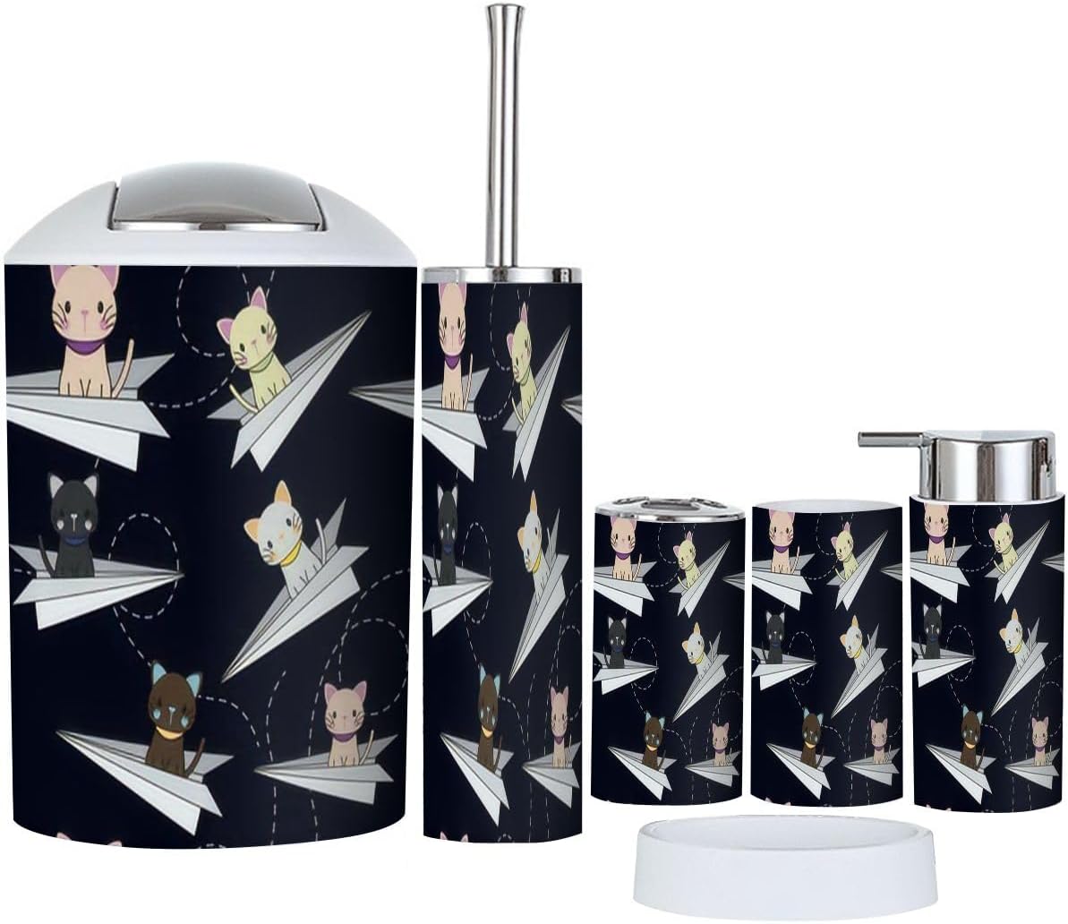 Cartoon Airplane 6-Piece Compact Bathroom Set
