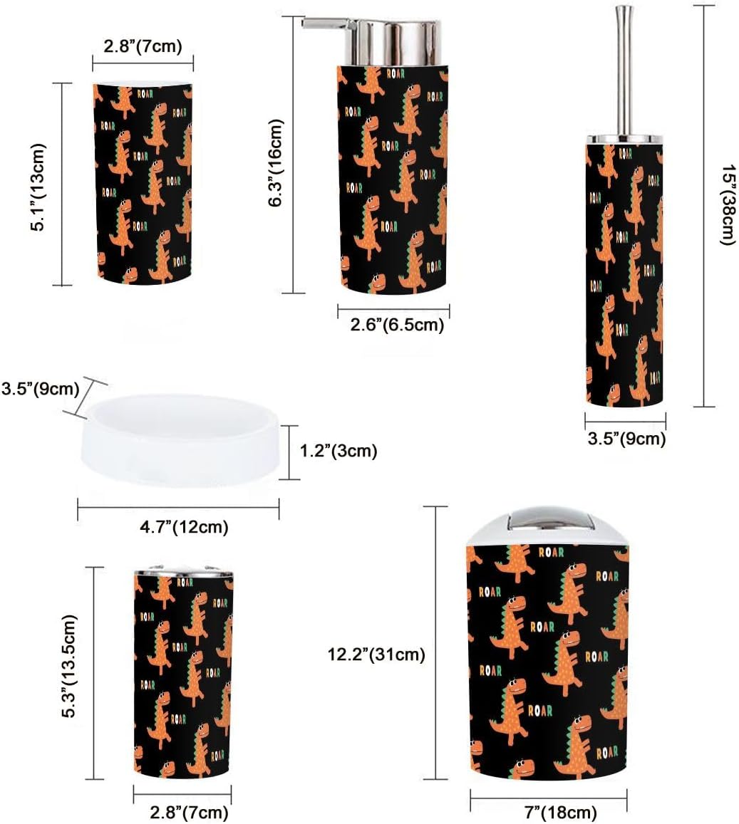 6-Piece Bathroom Set Dinosaur Pattern