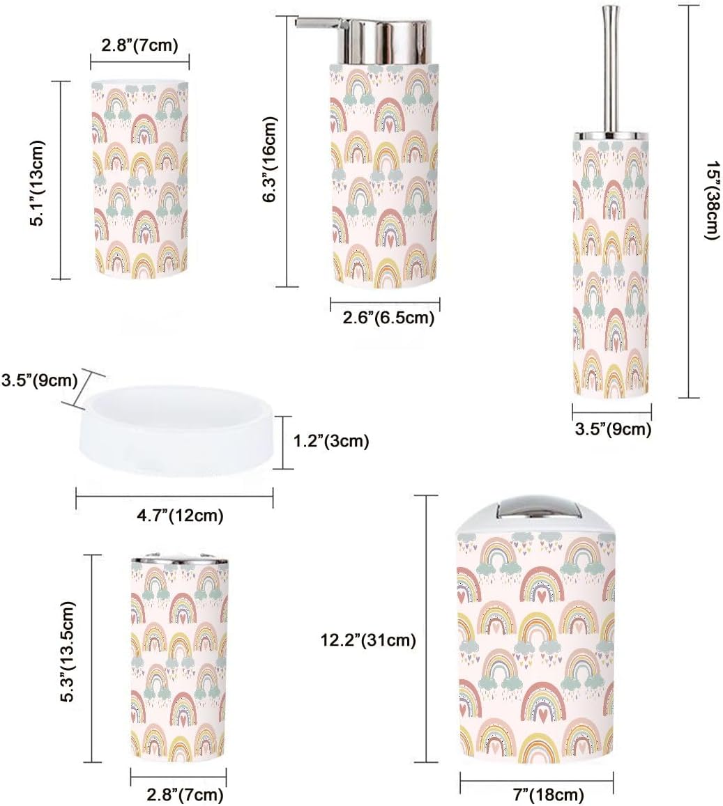 Rainbow Pattern Bathroom Accessories Set 6 Pcs