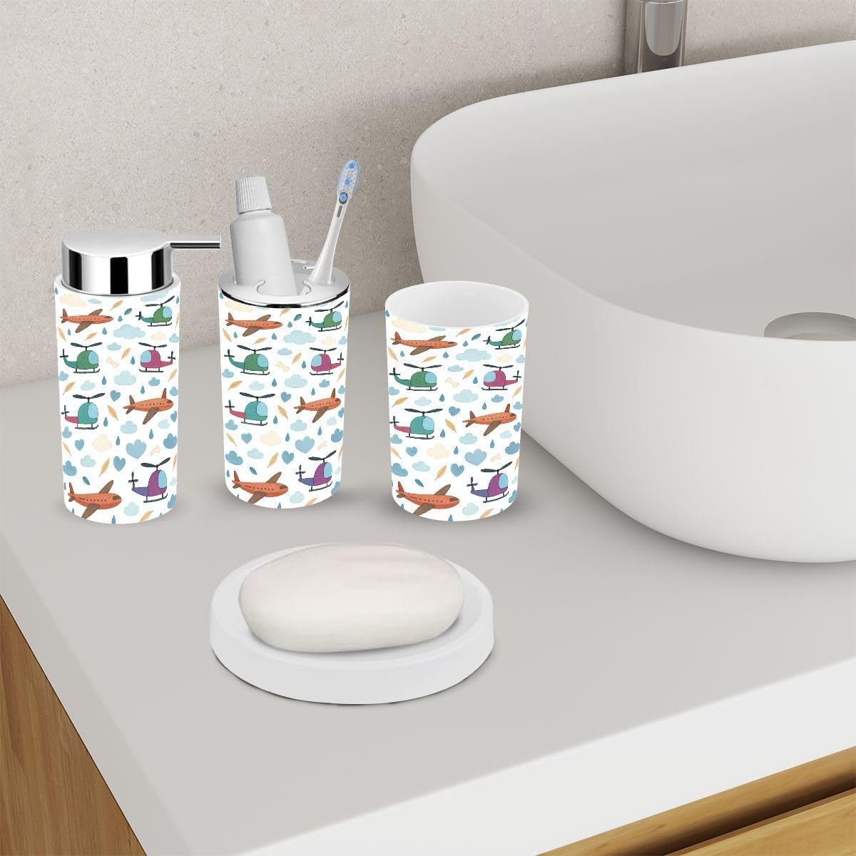 -feather cloud bathroom set for kids - 6-piece