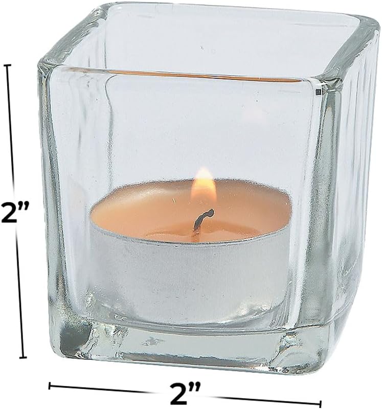 12-Piece Clear Square Candlelight Holders