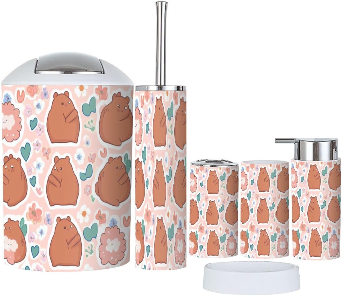 Honeycomb Bathroom Set 6 Piece Cute Accessory for Kids Design