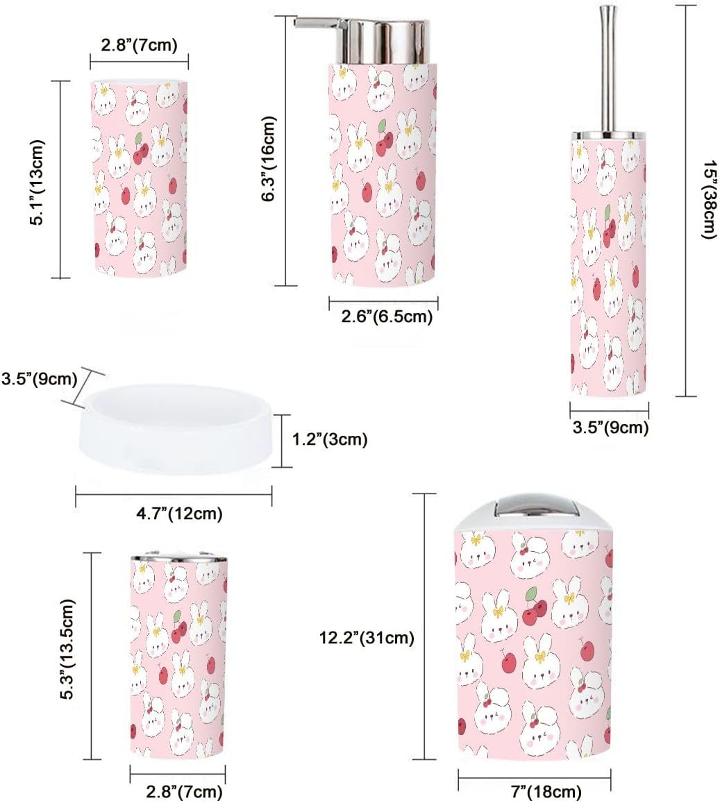 Bathroom Accessory Set for Kids 6 Piece Cute Kawaii
