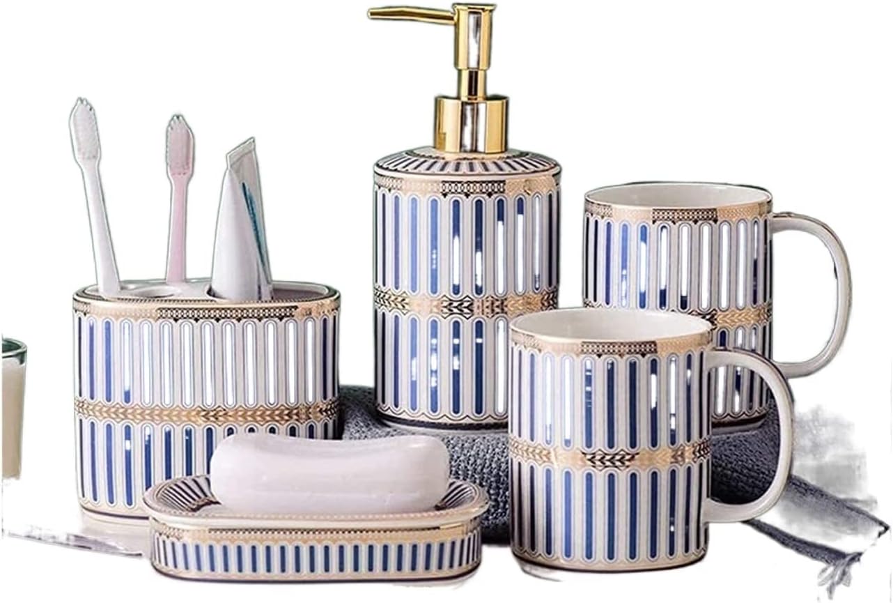 OXOAMP Porcelain Soap Dispenser Set for Bathroom