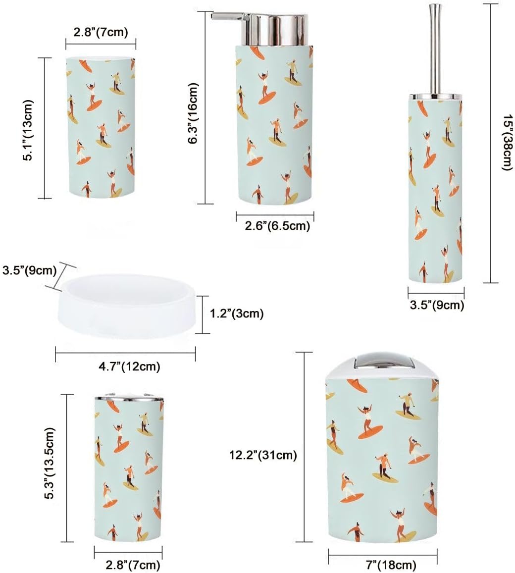Surf Girl Bathroom Accessories Set 6 Pcs