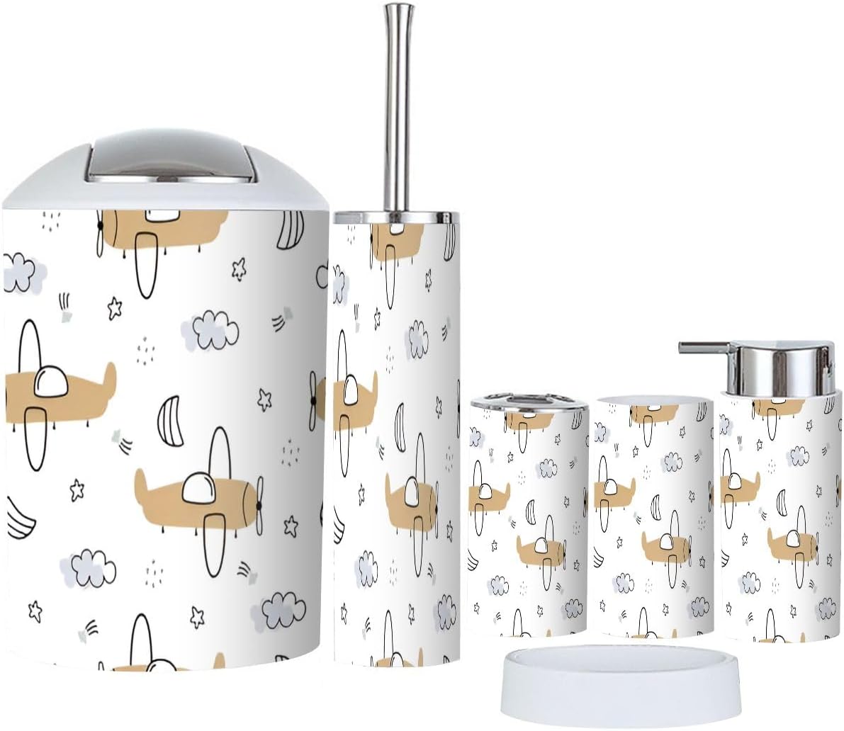 XNGJEMVWXO Sky Seamless 6-Piece Bathroom Set for Kids