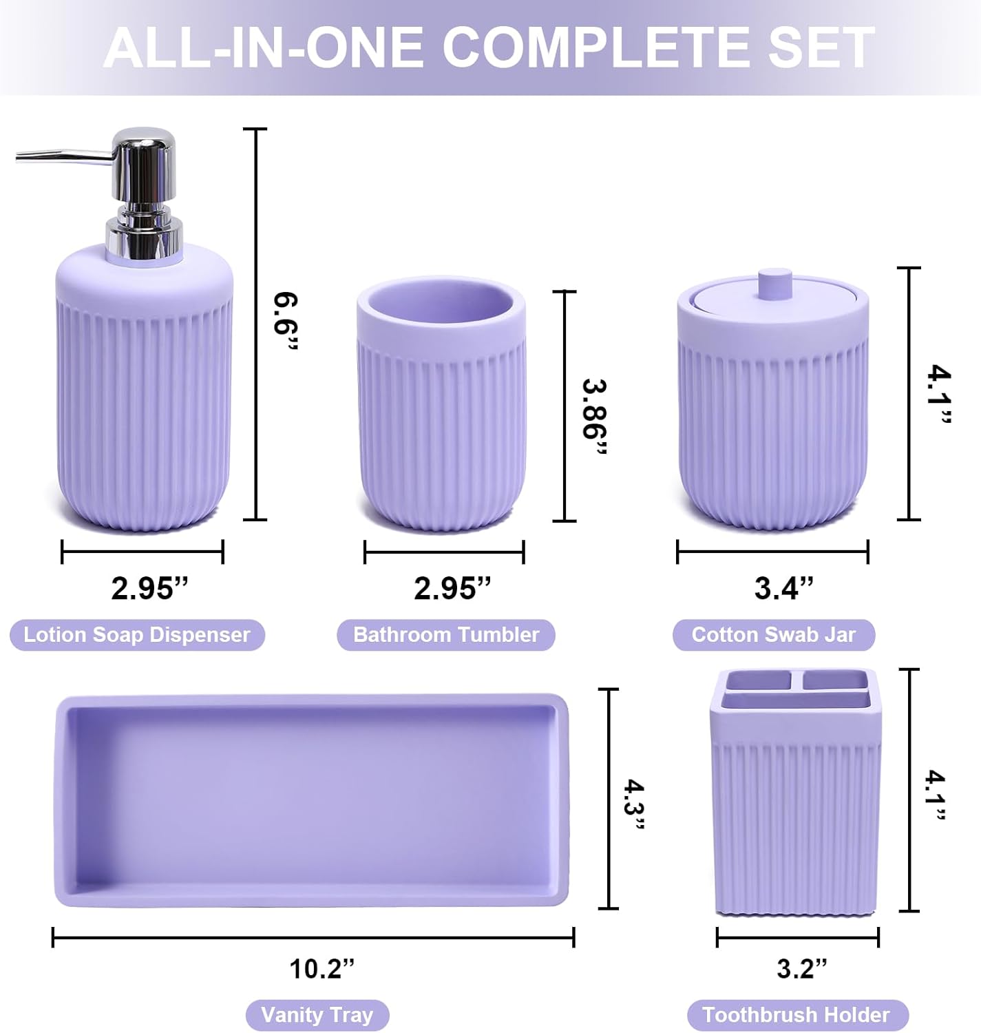 5-Piece Resin Bathroom Set for Blissful Hygiene
