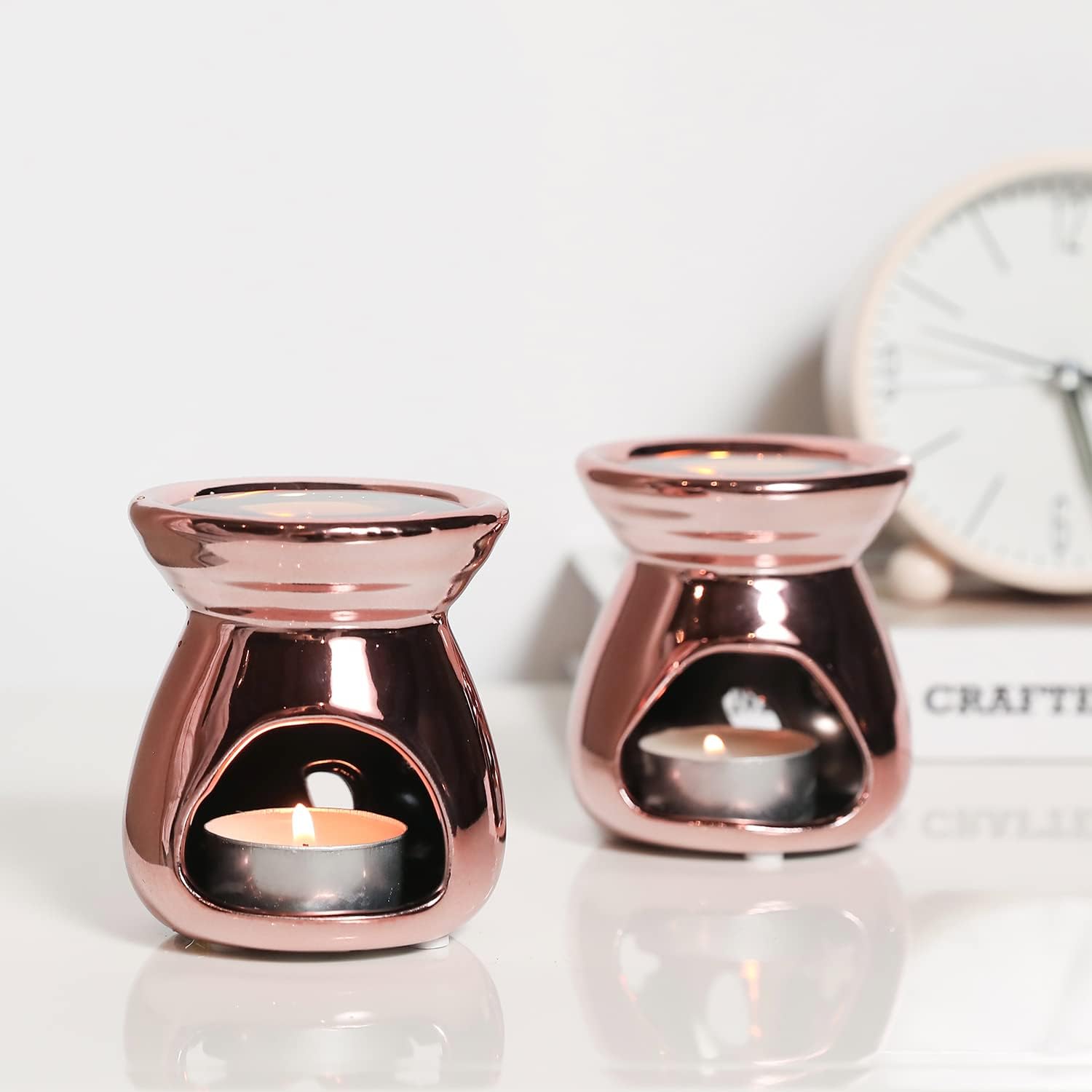 MyGift 2-Piece Aromatherapy Candle Holder Set with Modern Design