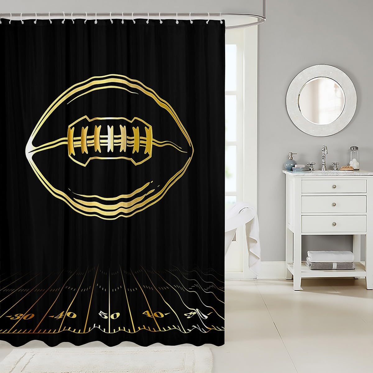 Feelyou Kids 72x72mm waterproof football shower curtain
