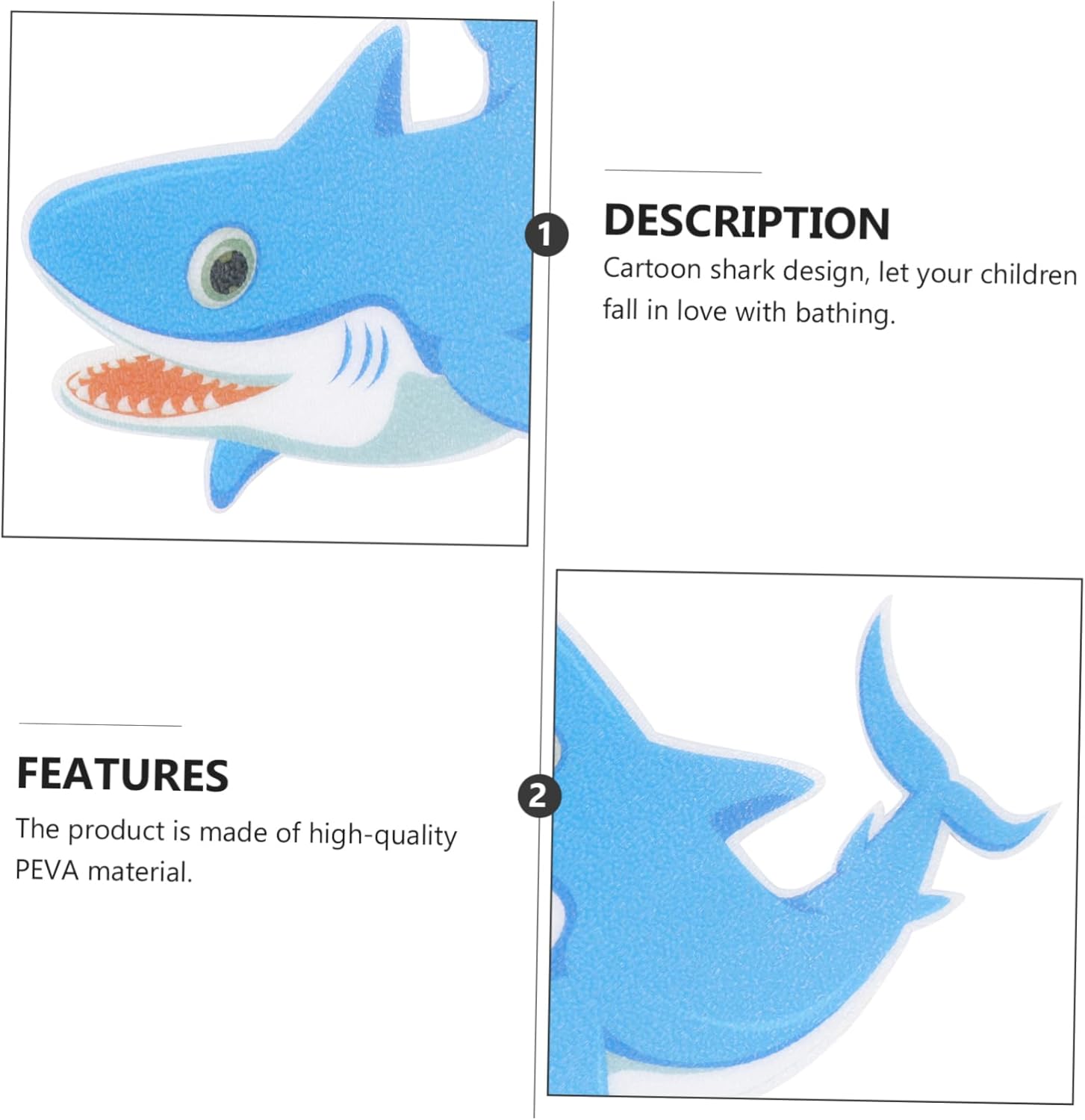 Mobestech Peva Shark Sticker Non-Slip Safety Strip for Bathroom Kitchen Pool