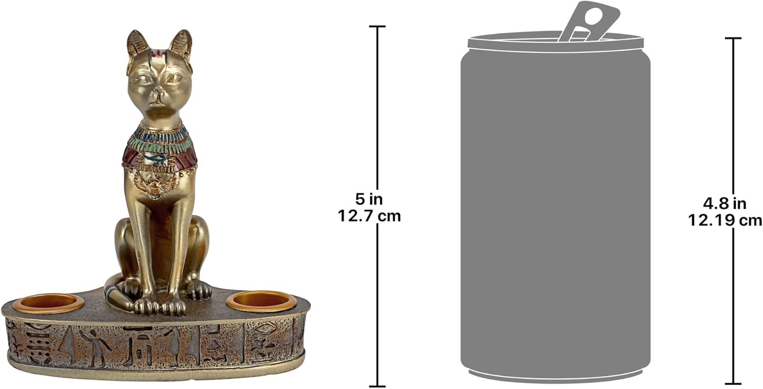 Bastet preferring Egyptian Cat Candle Holder Set of Two