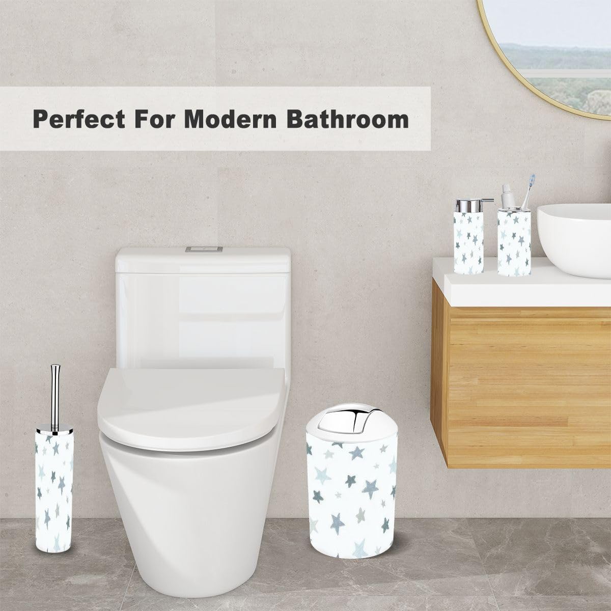 Scandinavian Bathroom Accessory Set 6 Piece