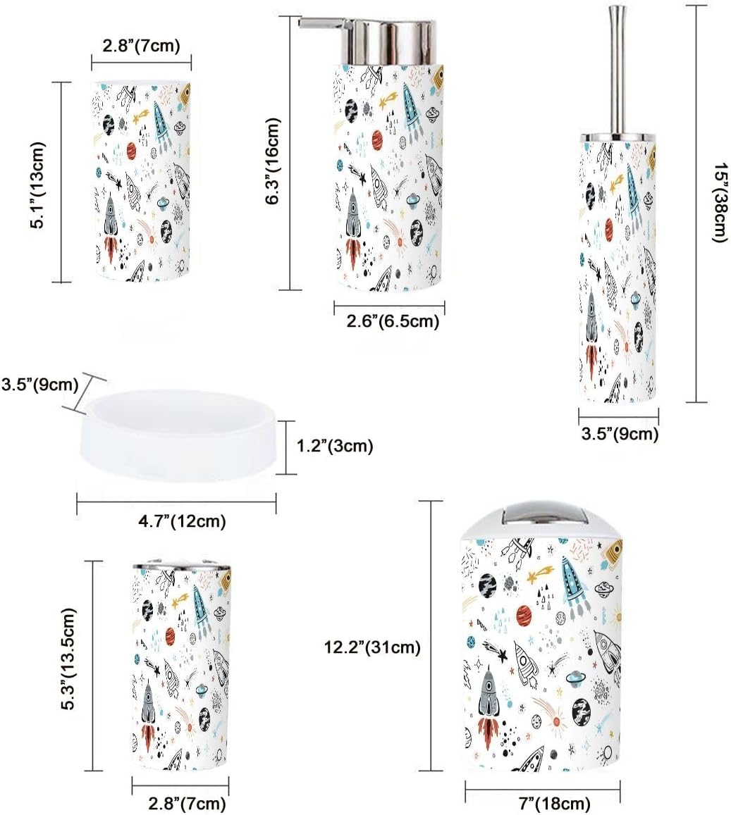 Kids Bathroom Accessories Set 6 Pcs Decor Organizer