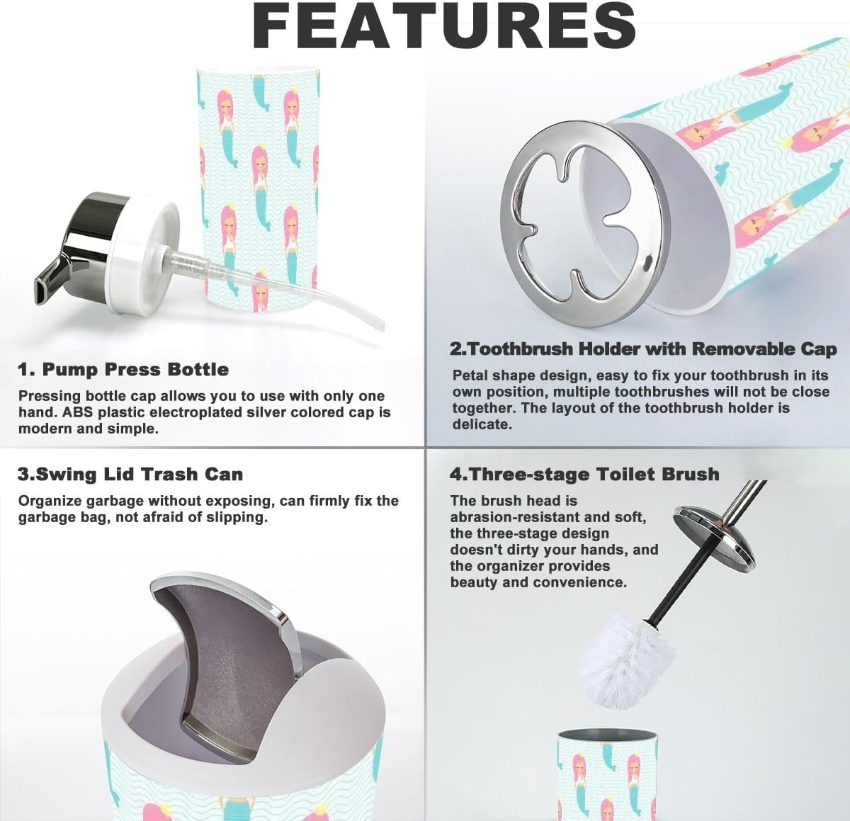 Scenic Pink Bathroom Set 6-PieceMERF Girl Design