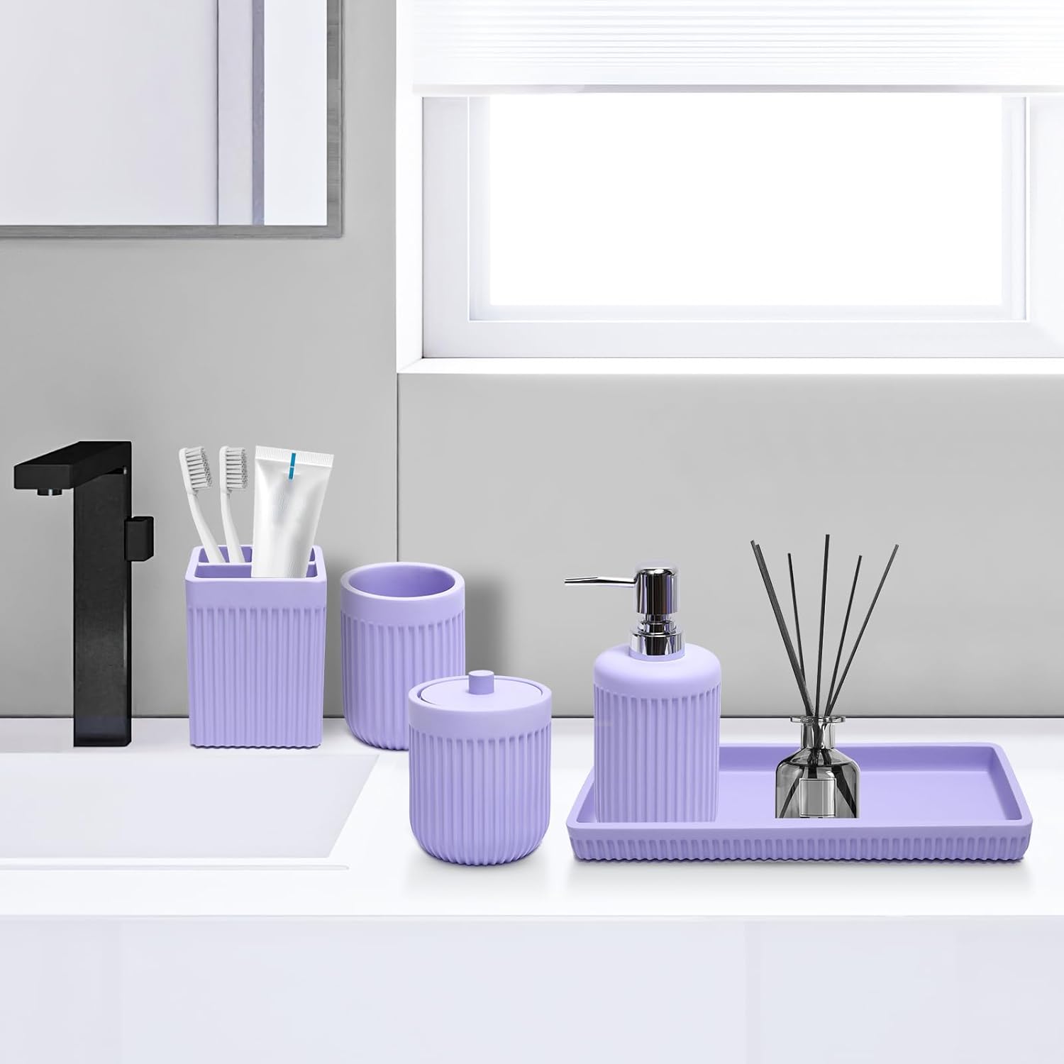 5-Piece Resin Bathroom Set for Blissful Hygiene