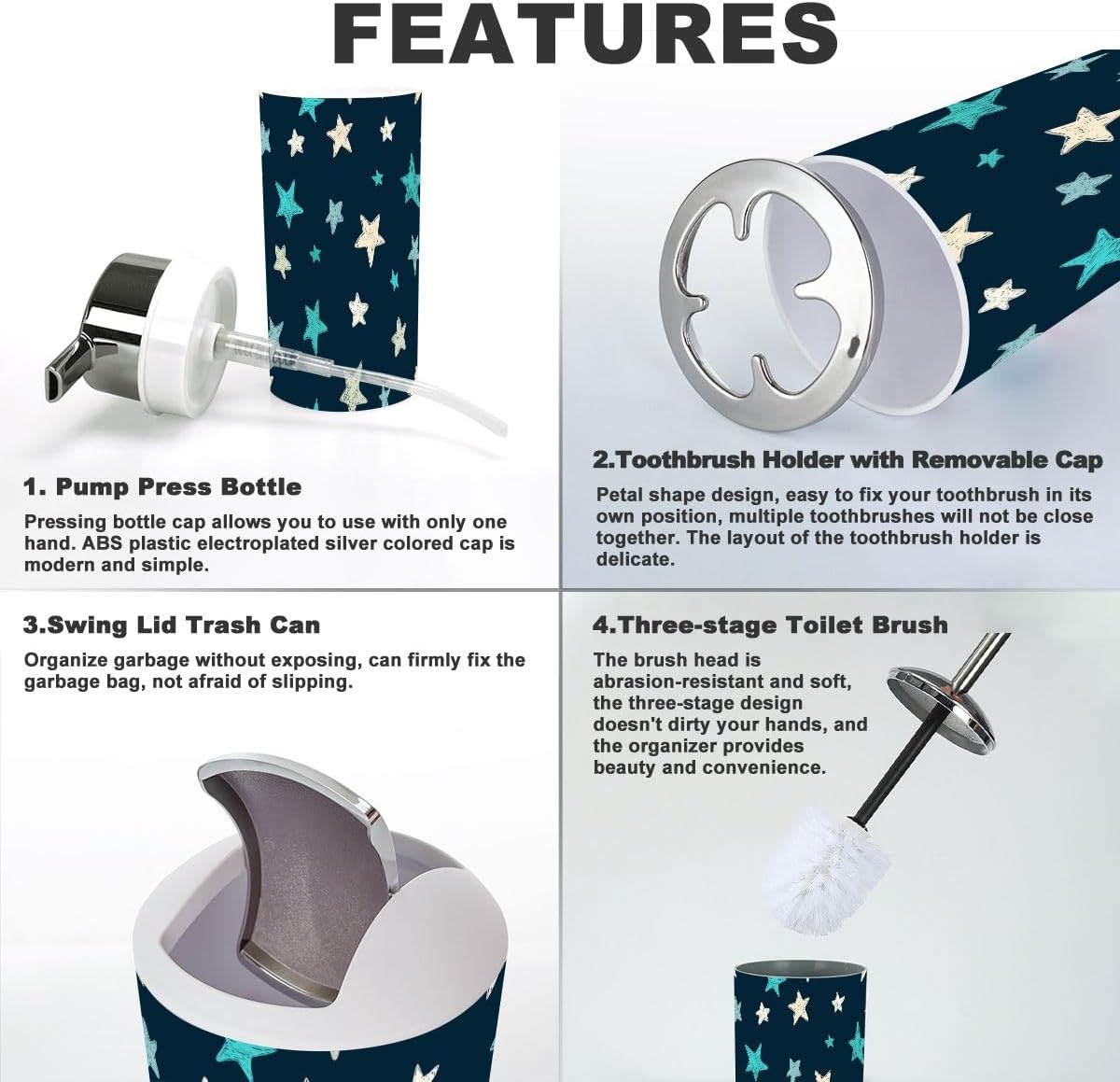 6-Piece Bathroom Set with Star Design
