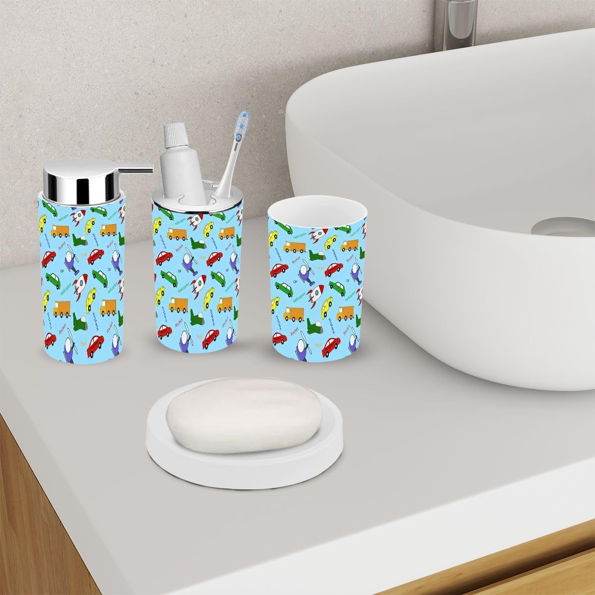 6-Piece Bathroom Organizing Set for Kids Tissue Toothbrush Holders XNGJEMVWXO