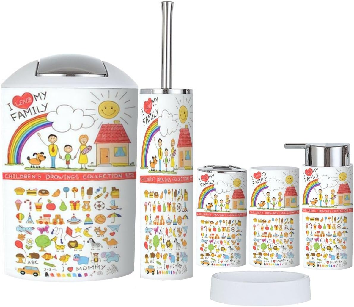 Bathroom Accessories Set 6 Pcs - Home Sweet Home Child