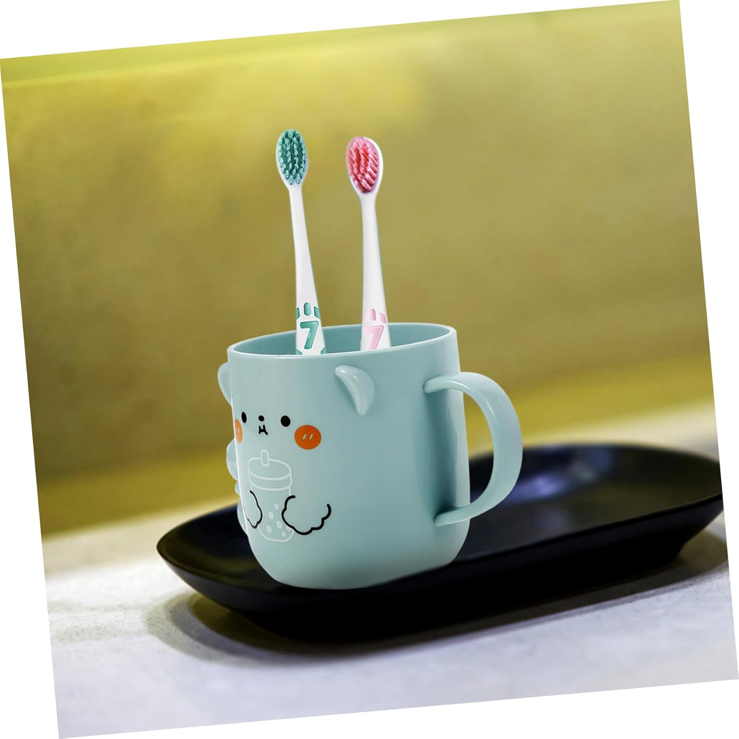 Cabilock 3D Bear Shape Toddler Reusable Bathroom Cups for Tooth Cleaning